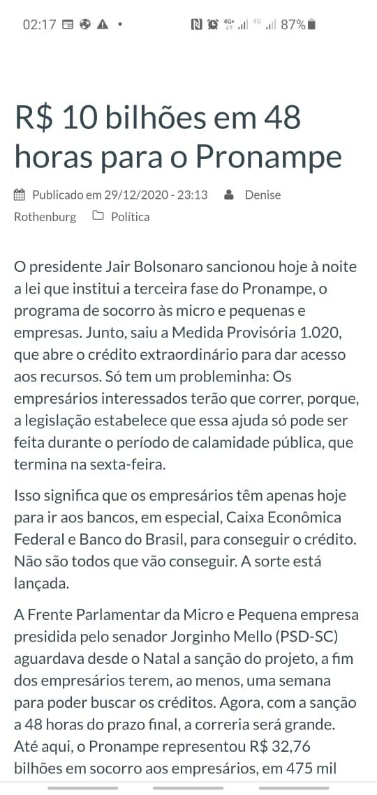 Pronampe R$10 Bilhões em 48 horas para o Pronampe